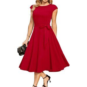 Dresstells Women's Red Modest Vintage Cocktail Formal Party Evening Dresses